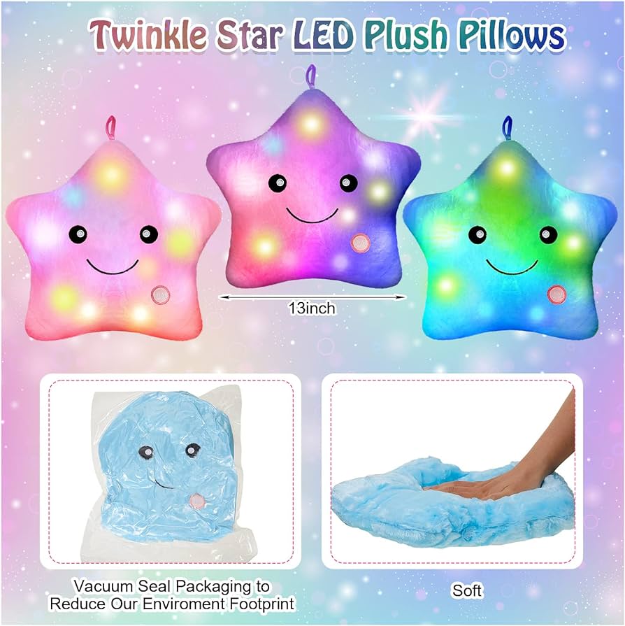 Stuffed Plush Glowing Colorful Star Shape Cushion Led Light