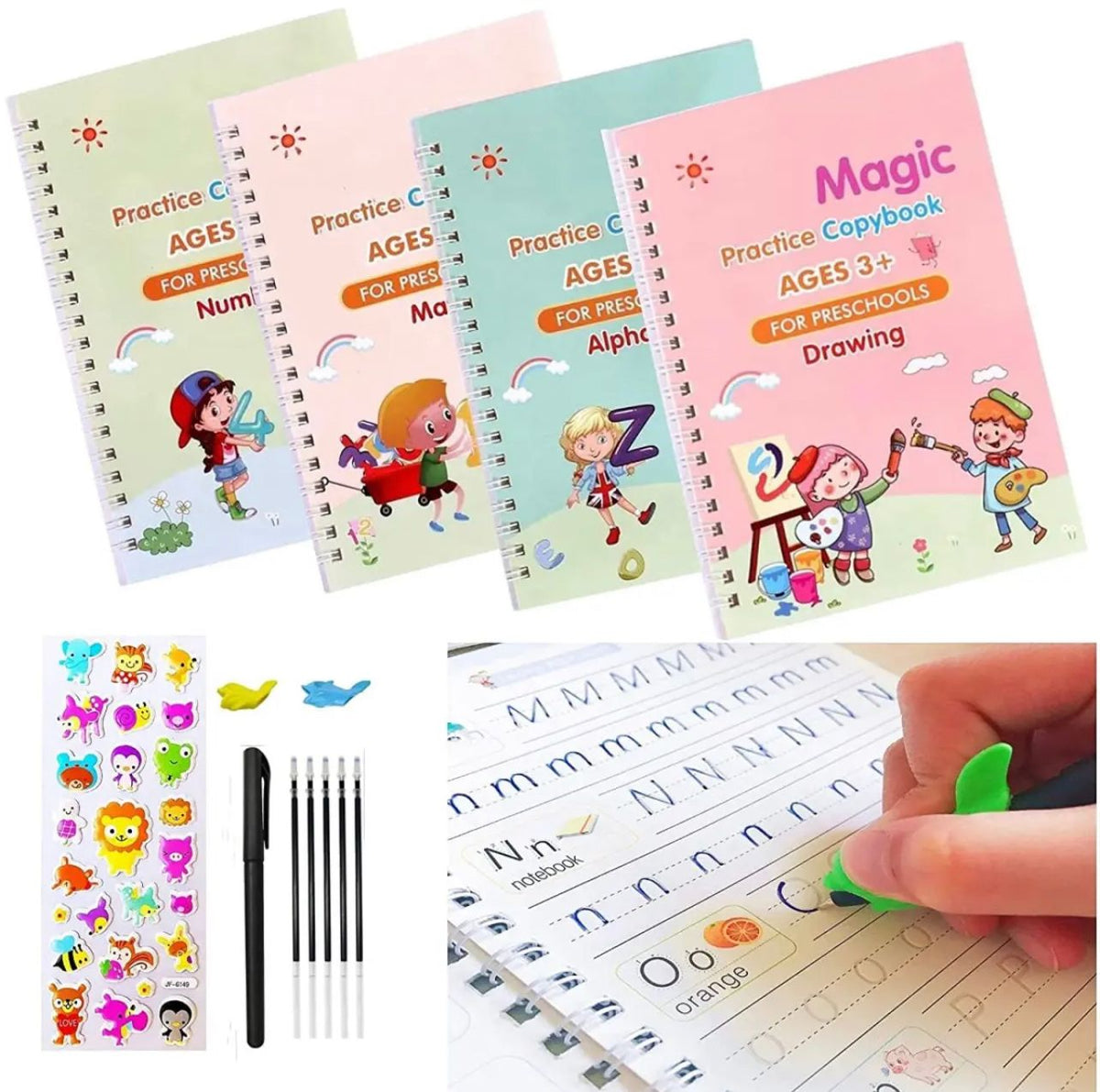 4 Pcs Set Magic Practice Copy Book For Kids